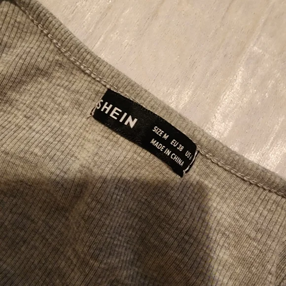 SHEIN Light Gray Ribbed Top - Picture 2 of 3